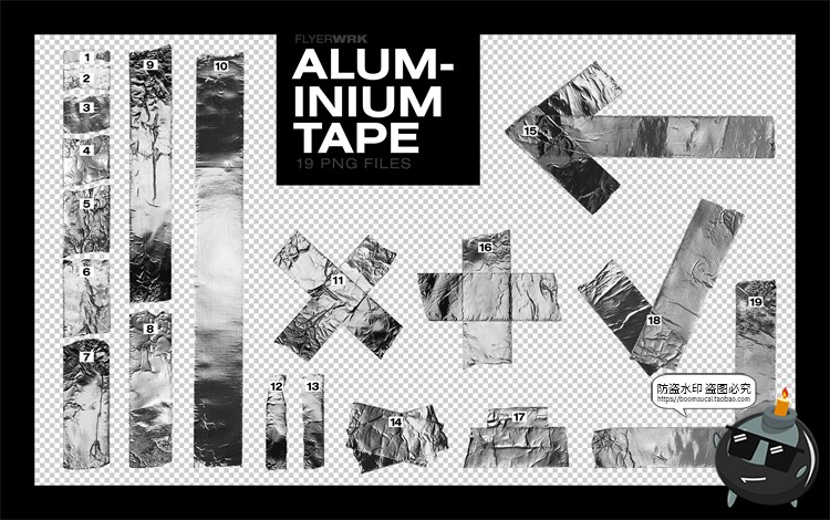 图片[5]-撕纸毛边胶带黑白银色黄胶带胶合贴纸纸质装饰元素PNG免抠素材-设计猿