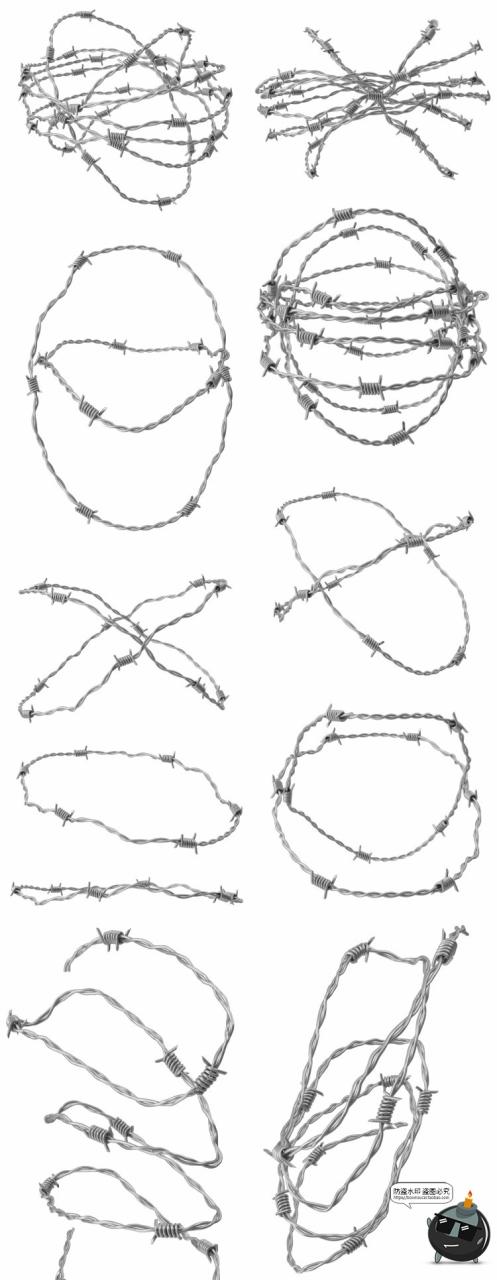 图片[1]-战争战场防御刺钢丝铁丝网刺桩特效后期合成免抠图PNG图片素材-设计猿