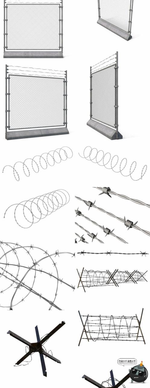 图片[4]-战争战场防御刺钢丝铁丝网刺桩特效后期合成免抠图PNG图片素材-设计猿