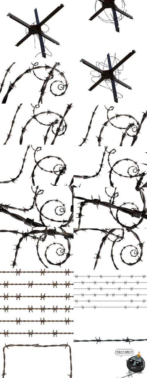 图片[5]-战争战场防御刺钢丝铁丝网刺桩特效后期合成免抠图PNG图片素材-设计猿