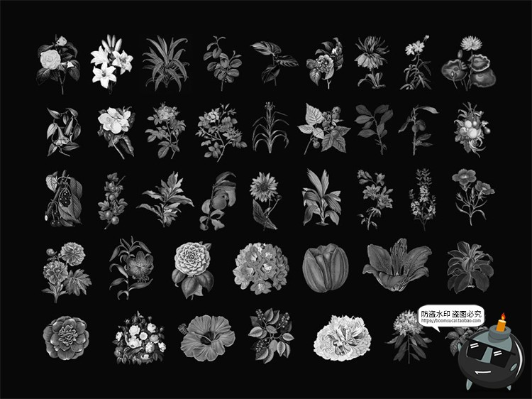 图片[3]-新复古黑白抽象酸性石膏艺术雕塑动物花卉PNG透明免抠剪贴画素材-设计猿