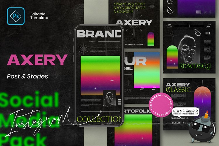 图片[1]-酸性时尚潮流潮牌渐变机能品牌推广新媒体电商海报PSD模板PS素材-设计猿