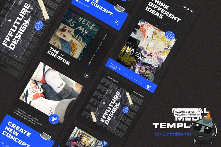 图片[3]-潮流复古做旧胶带街头潮牌酷痞图文排版版式源文件PSD模板PS素材-设计猿