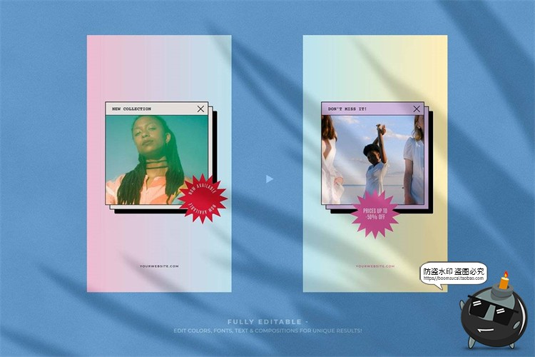 图片[7]-复古美学多彩渐变提示窗口风像素纹理电脑风排版模板AI矢量素材-设计猿