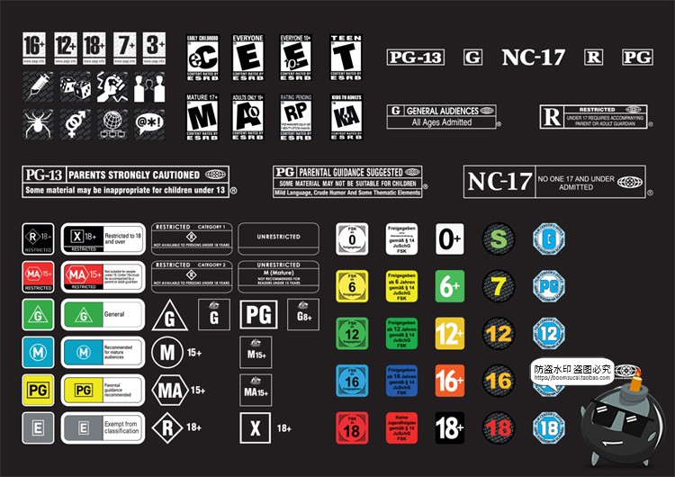 图片[1]-电影视频影视CD录音HD标志4K高清图标等级装饰元素AI矢量标志素材-设计猿