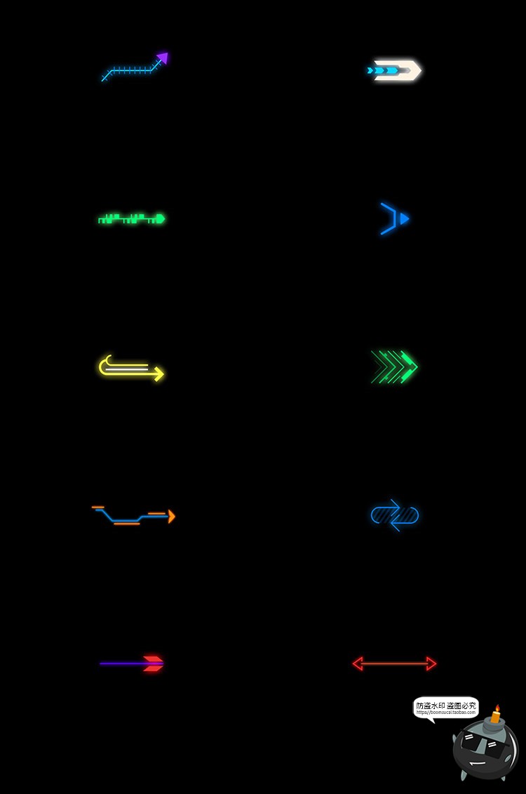 图片[2]-未来科幻赛博朋克导视指示牌箭头图标霓虹风PSD模板源文件PS素材-设计猿