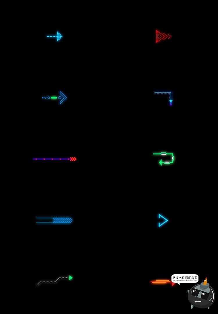 图片[5]-未来科幻赛博朋克导视指示牌箭头图标霓虹风PSD模板源文件PS素材-设计猿