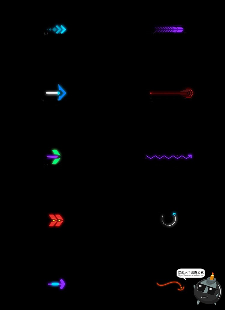 图片[6]-未来科幻赛博朋克导视指示牌箭头图标霓虹风PSD模板源文件PS素材-设计猿
