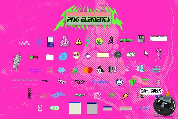 图片[3]-复古像素风窗口自媒体广告元素贴纸图文排版PSD模板PNG元素素材-设计猿