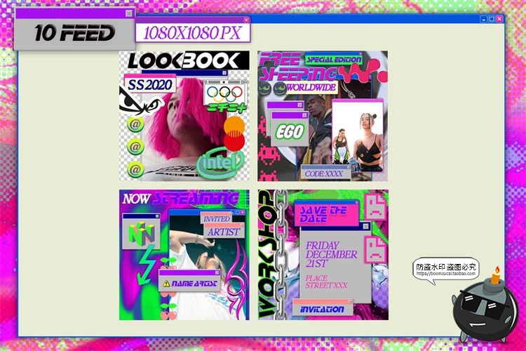 图片[4]-复古像素风窗口自媒体广告元素贴纸图文排版PSD模板PNG元素素材-设计猿