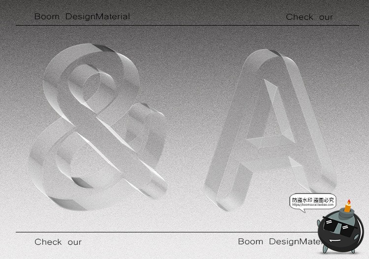 图片[2]-酸性晶体3D透明纯净黑白玻璃塑料不规则几何立体字母符号PNG素材-设计猿