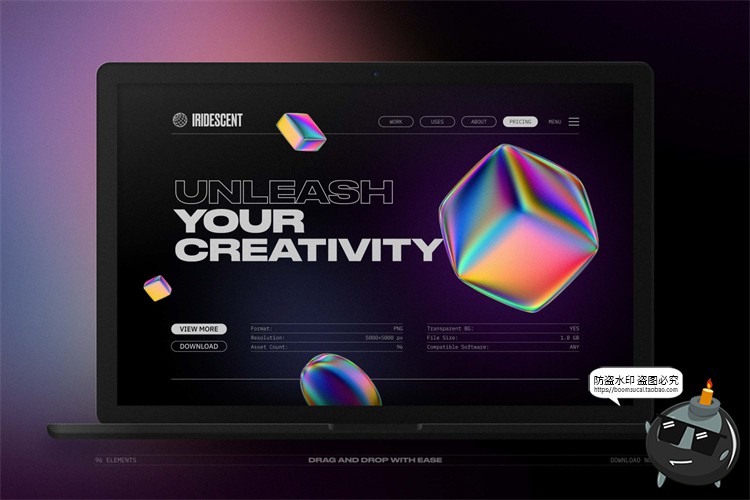 图片[8]-未来科幻全息镭射金属彩虹3D立体几何酸性图形PNG免抠图片素材-设计猿