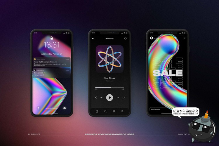 图片[23]-未来科幻全息镭射金属彩虹3D立体几何酸性图形PNG免抠图片素材-设计猿