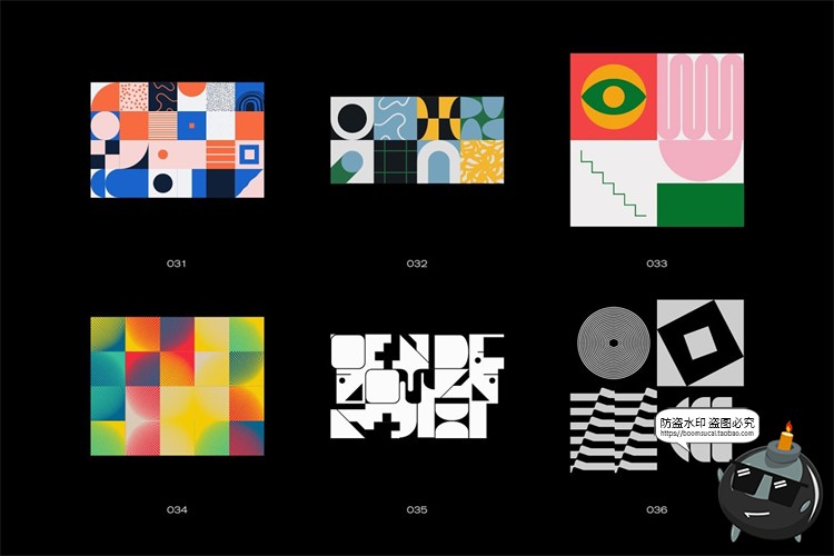 图片[2]-孟菲斯风抽象几何方块色块背景底纹印刷AI矢量图案PNG免抠素材-设计猿