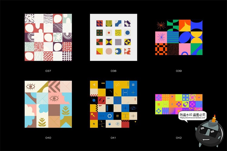 图片[3]-孟菲斯风抽象几何方块色块背景底纹印刷AI矢量图案PNG免抠素材-设计猿