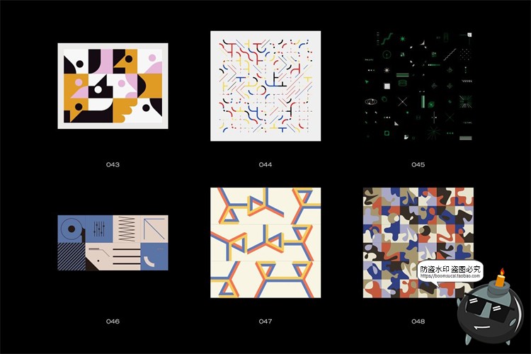 图片[4]-孟菲斯风抽象几何方块色块背景底纹印刷AI矢量图案PNG免抠素材-设计猿