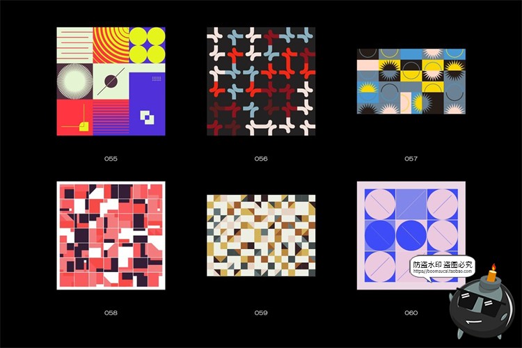 图片[6]-孟菲斯风抽象几何方块色块背景底纹印刷AI矢量图案PNG免抠素材-设计猿