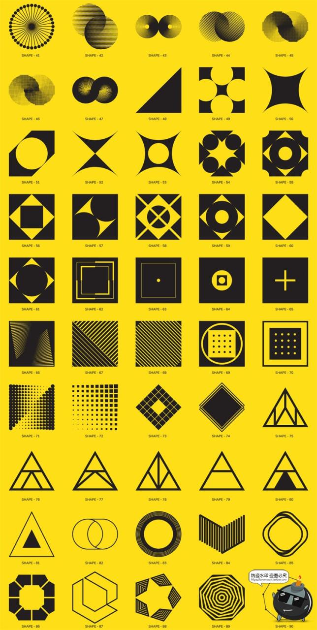 图片[3]-潮流未来派几何圆形抽象形状图形无缝拼接图案AI矢量PNG免抠素材-设计猿
