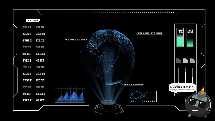 图片[14]-科幻未来赛博朋克HUD屏幕仪表盘数据图表分析UI界面PSD模板PS素材-设计猿