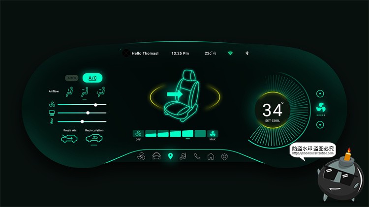 图片[7]-新能源智能汽车自动驾驶仪表盘屏幕HUD概念车机UI组件PSD模版素材-设计猿