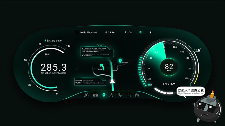 图片[8]-新能源智能汽车自动驾驶仪表盘屏幕HUD概念车机UI组件PSD模版素材-设计猿