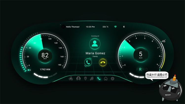图片[9]-新能源智能汽车自动驾驶仪表盘屏幕HUD概念车机UI组件PSD模版素材-设计猿