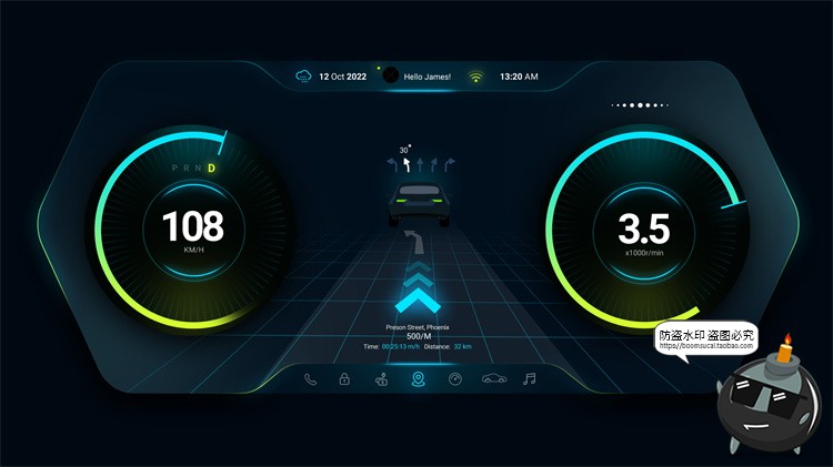 图片[12]-新能源智能汽车自动驾驶仪表盘屏幕HUD概念车机UI组件PSD模版素材-设计猿