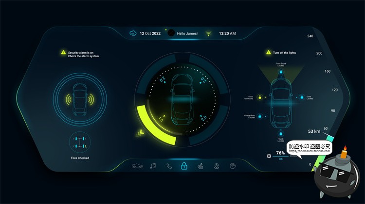 图片[13]-新能源智能汽车自动驾驶仪表盘屏幕HUD概念车机UI组件PSD模版素材-设计猿