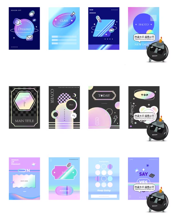 图片[3]-潮流酸性彩虹全息炫彩马赛克扭曲渐变海报主KV封面视觉AI矢量素材-设计猿