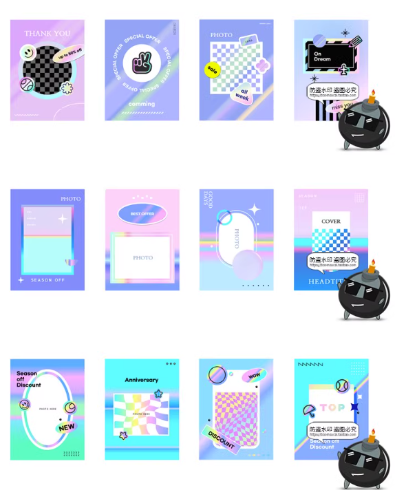 图片[4]-潮流酸性彩虹全息炫彩马赛克扭曲渐变海报主KV封面视觉AI矢量素材-设计猿