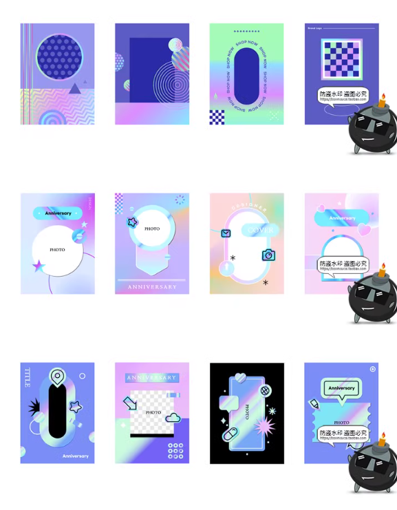 图片[5]-潮流酸性彩虹全息炫彩马赛克扭曲渐变海报主KV封面视觉AI矢量素材-设计猿