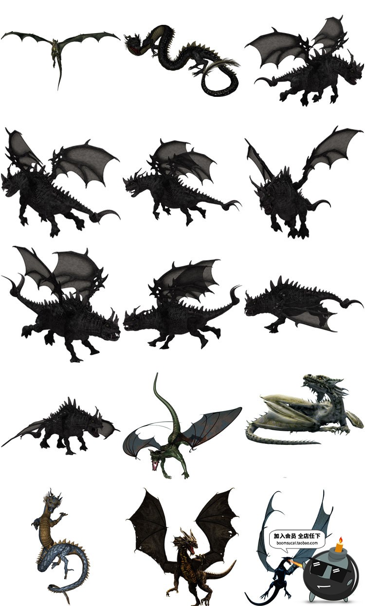 图片[1]-龙族PNG素材飞龙中国龙怪兽蛟龙图案透明背景PS免抠图PS高清大图-设计猿