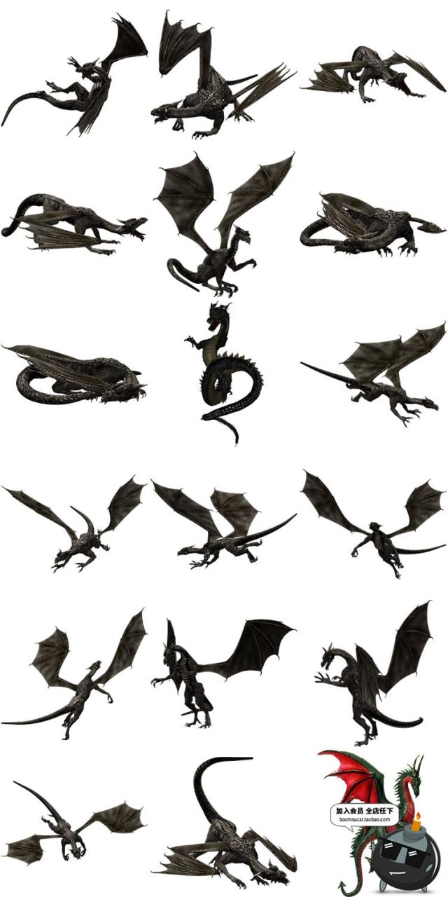 图片[5]-龙族PNG素材飞龙中国龙怪兽蛟龙图案透明背景PS免抠图PS高清大图-设计猿