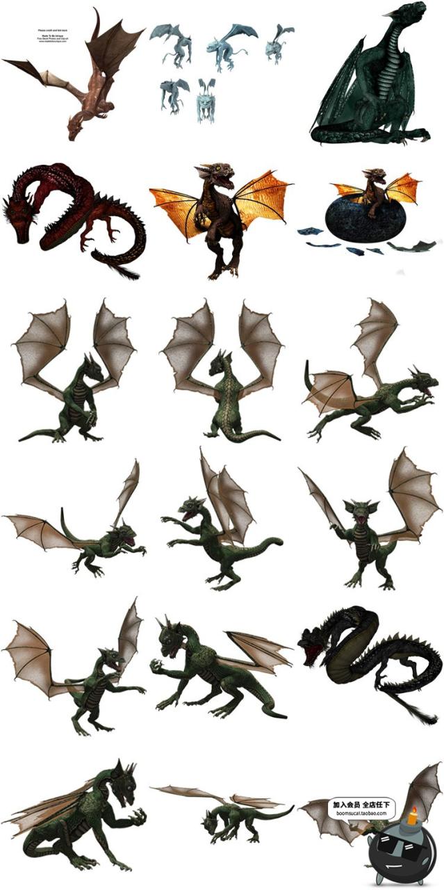 图片[8]-龙族PNG素材飞龙中国龙怪兽蛟龙图案透明背景PS免抠图PS高清大图-设计猿