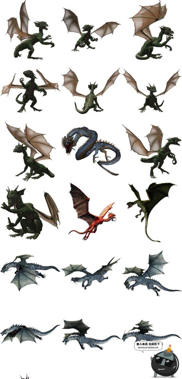 图片[9]-龙族PNG素材飞龙中国龙怪兽蛟龙图案透明背景PS免抠图PS高清大图-设计猿