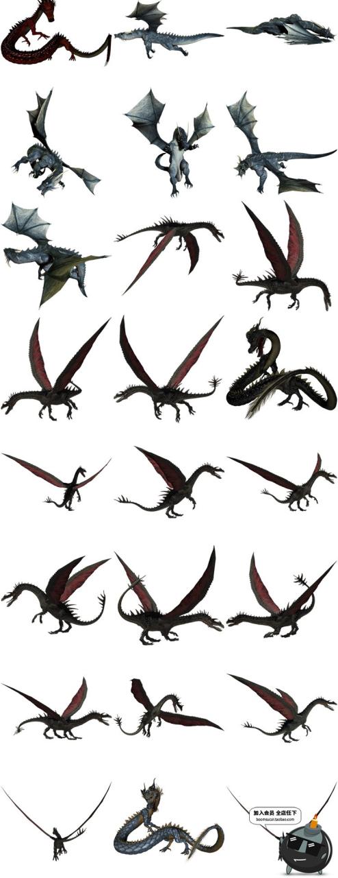 图片[10]-龙族PNG素材飞龙中国龙怪兽蛟龙图案透明背景PS免抠图PS高清大图-设计猿