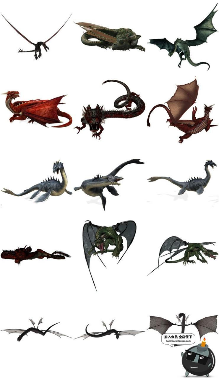 图片[11]-龙族PNG素材飞龙中国龙怪兽蛟龙图案透明背景PS免抠图PS高清大图-设计猿