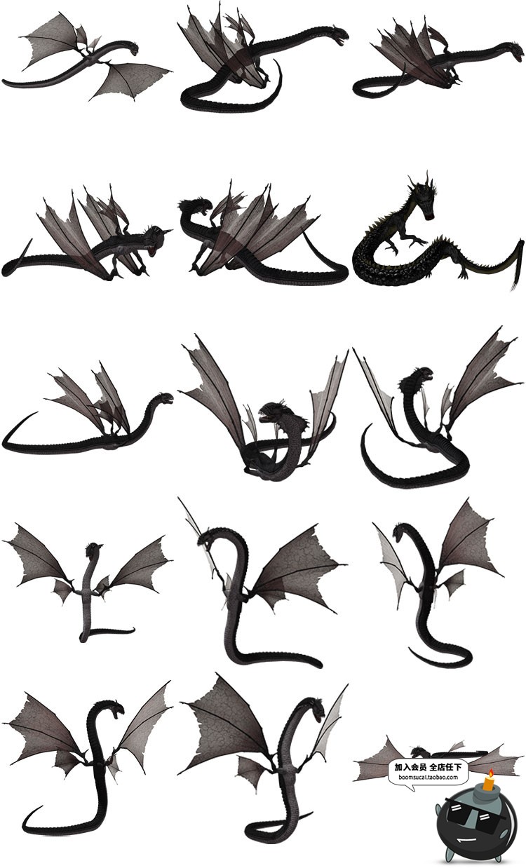 图片[12]-龙族PNG素材飞龙中国龙怪兽蛟龙图案透明背景PS免抠图PS高清大图-设计猿