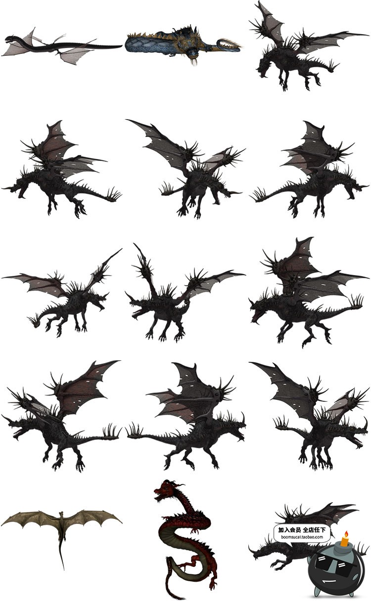 图片[13]-龙族PNG素材飞龙中国龙怪兽蛟龙图案透明背景PS免抠图PS高清大图-设计猿