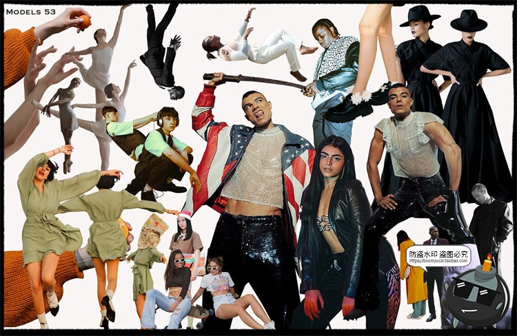 图片[3]-复古赛博朋克未来机能拼贴艺术人物酸性图形元素剪贴画PNG素材-设计猿