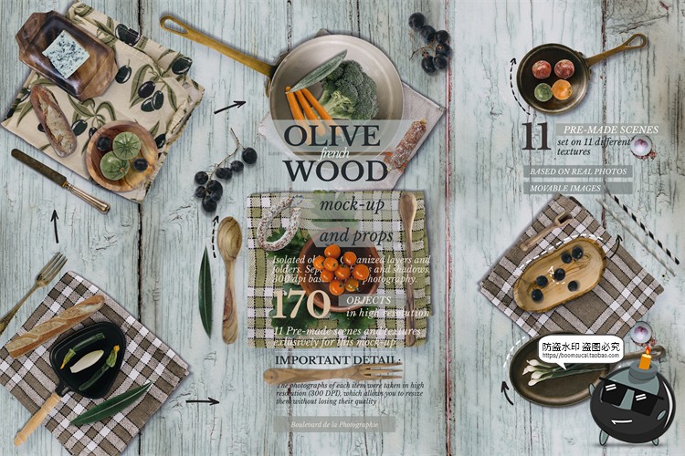 图片[16]-木制餐具厨具植物食物蔬菜锅碗刀叉场景PSD模板装饰元素PS素材-设计猿