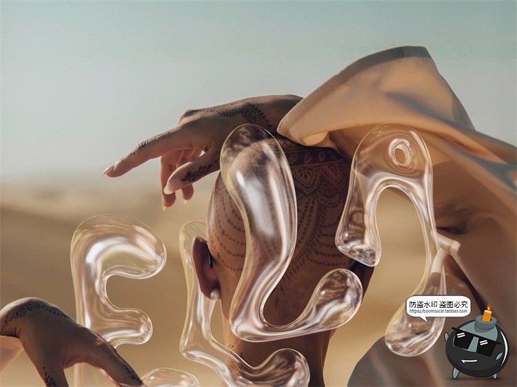 图片[12]-复古卡通趣味金属镀铬摇晃气泡液态风乳胶状英文装饰字体PNG素材-设计猿