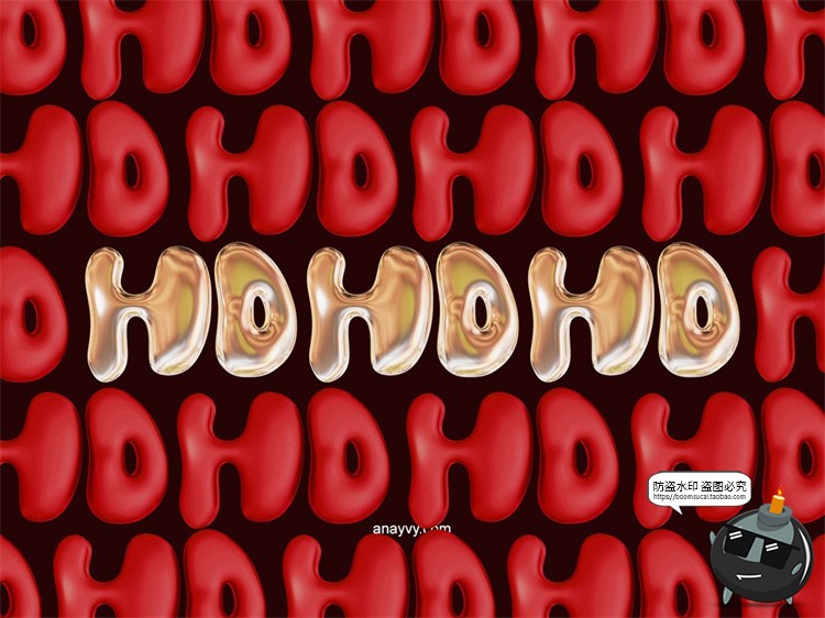 图片[14]-复古卡通趣味金属镀铬摇晃气泡液态风乳胶状英文装饰字体PNG素材-设计猿