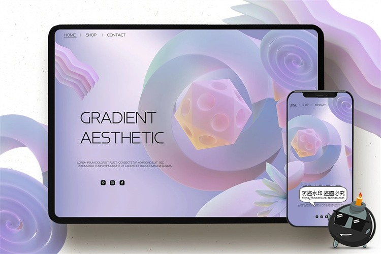 图片[7]-3D立体梦幻几何紫色柔和渐变抽象艺术图形物件PNG免抠元素素材-设计猿