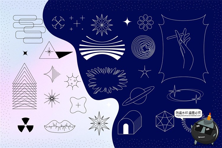 图片[3]-Y2K酸性扭曲艺术潮流复古抽象几何图形插画图案PNG免抠AI矢量素材-设计猿