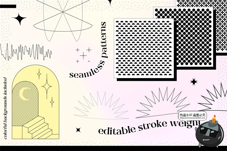 图片[7]-Y2K酸性扭曲艺术潮流复古抽象几何图形插画图案PNG免抠AI矢量素材-设计猿