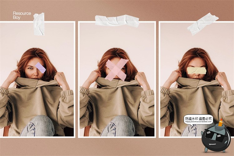 图片[3]-复古做旧美纹纸胶带标签贴纸褶皱拼贴装饰元素PNG免抠图片素材-设计猿