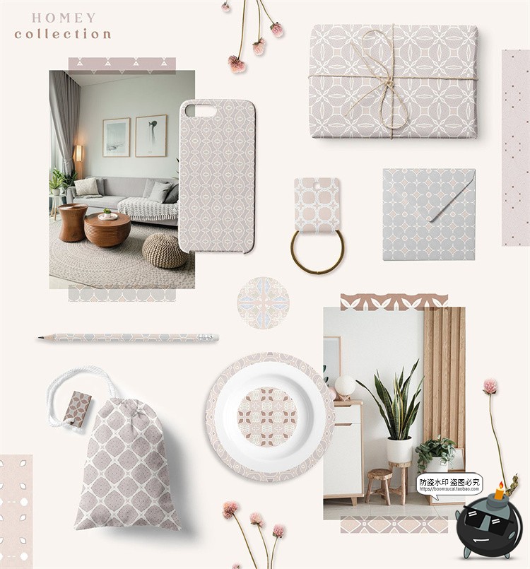 图片[10]-温馨清新暖色风格无缝拼接图案背景图片壁纸包装印花JPG图片素材-设计猿