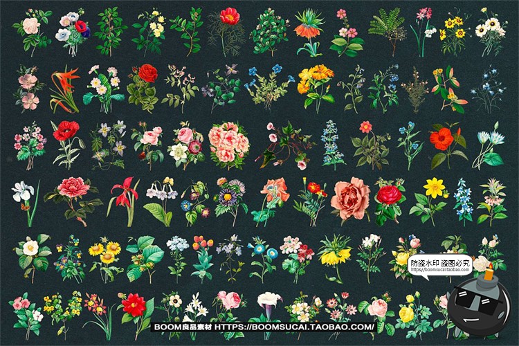 图片[2]-复古宫廷水彩手绘玫瑰花卉插图插画无缝拼接图案PNG免抠图片素材-设计猿