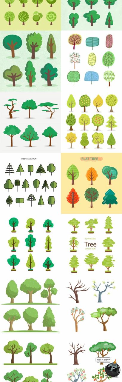 图片[3]-手绘卡通林地自然树木大树小树苗游戏风扁平装饰插画AI矢量素材-设计猿